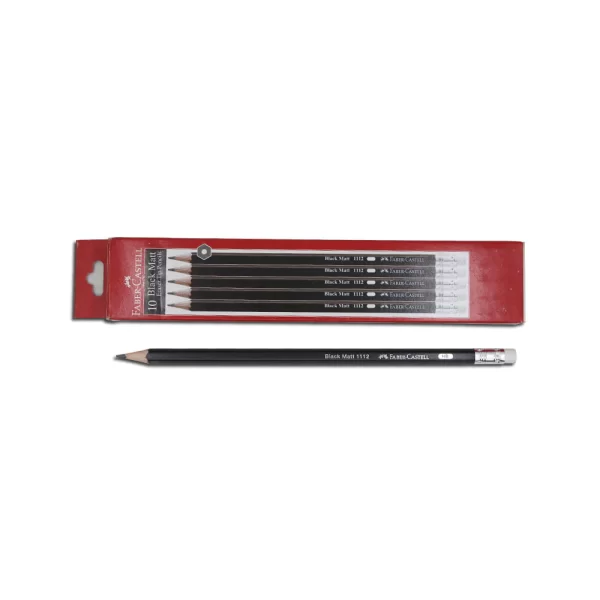Faber Castell Black Matt HB Eraser Tip Pencil, Pack of 10
