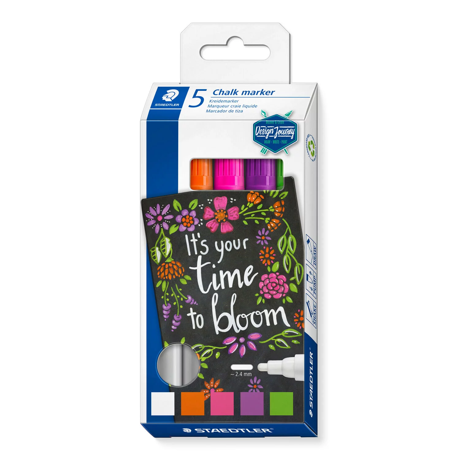 STAEDTLER Lumocolor® chalk marker 344 Chalk marker with bullet tip 5  colours - Arthood